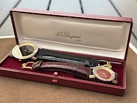 2x horloge, st dupont, chinese lacquer, staal/goud - afbeelding 1 van  9