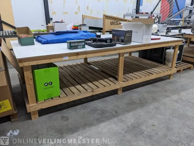 2x houten werktafel - afbeelding 1 van  7