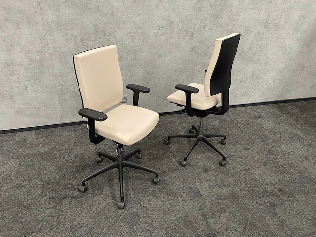2x huislijk - ergonomische bureaustoel - beige leder - afbeelding 7 van  13