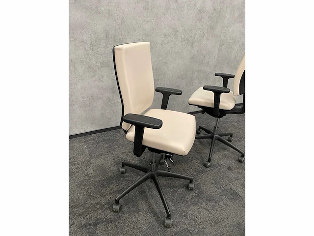 2x huislijk - ergonomische bureaustoel - beige leder - afbeelding 9 van  13