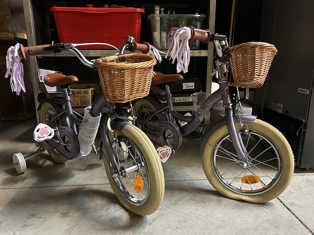 2x kinderfiets met zijwielen 14 inch volare, blossom - afbeelding 1 van  7
