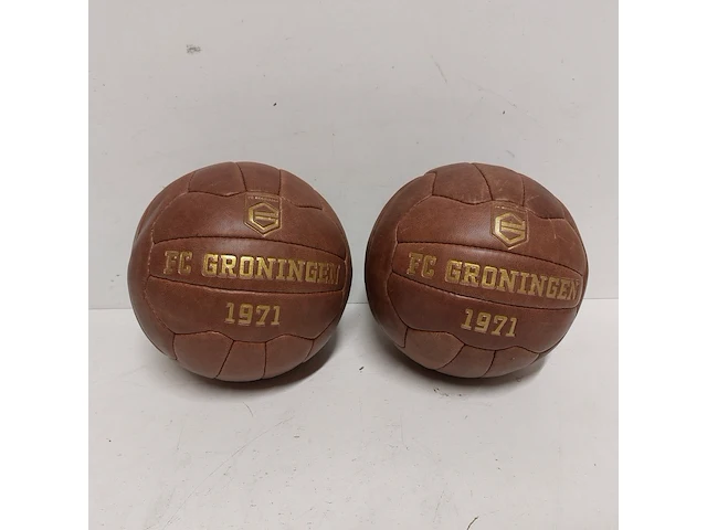 2x klassieke leren voetbal " fc groningen " - afbeelding 1 van  7