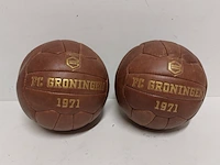 2x klassieke leren voetbal " fc groningen " - afbeelding 1 van  7