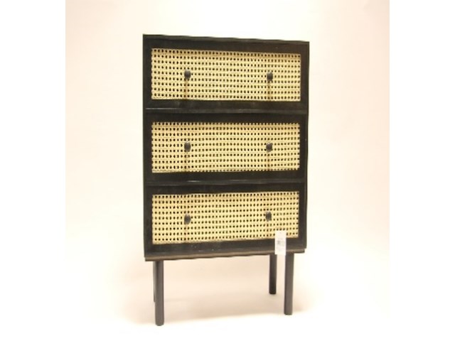 2x ladekast zwart met kunststof webbing lade-fronten - afbeelding 1 van  7