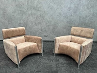 2x leolux oblomov - design fauteuil - nieuwe beige stoffering - afbeelding 1 van  14