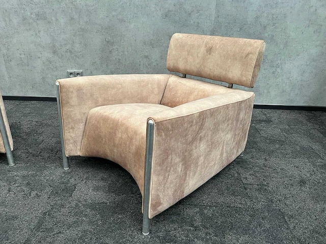 2x leolux oblomov - design fauteuil - nieuwe beige stoffering - afbeelding 10 van  14