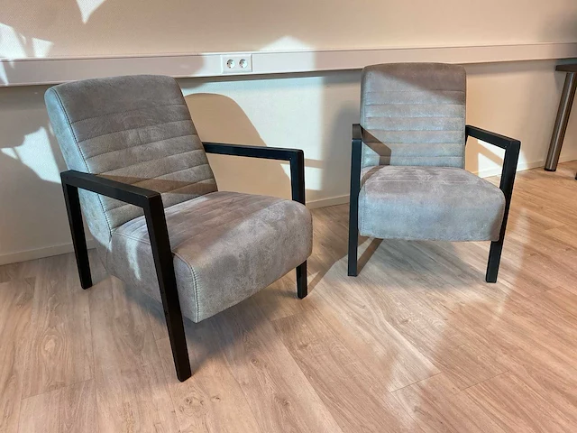 2x lounge fauteuil grijs, zwart - afbeelding 1 van  8