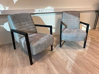 2x lounge fauteuil grijs, zwart - afbeelding 1 van  8