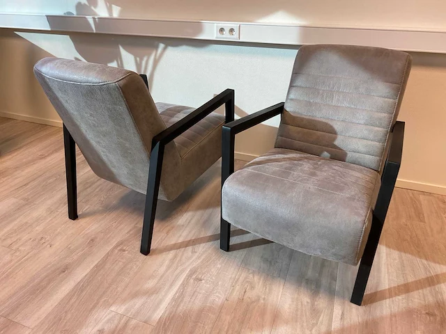 2x lounge fauteuil grijs, zwart - afbeelding 2 van  8