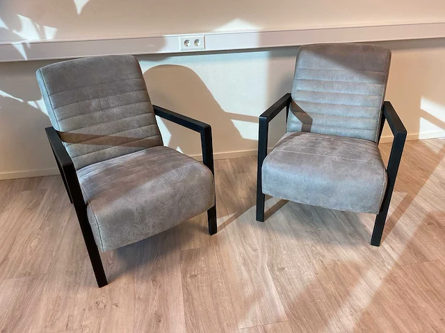 2x lounge fauteuil grijs, zwart - afbeelding 3 van  8