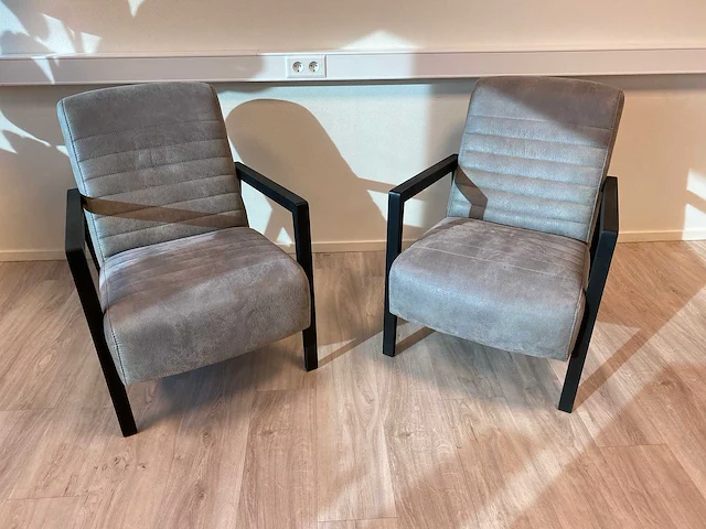 2x lounge fauteuil grijs, zwart - afbeelding 4 van  8