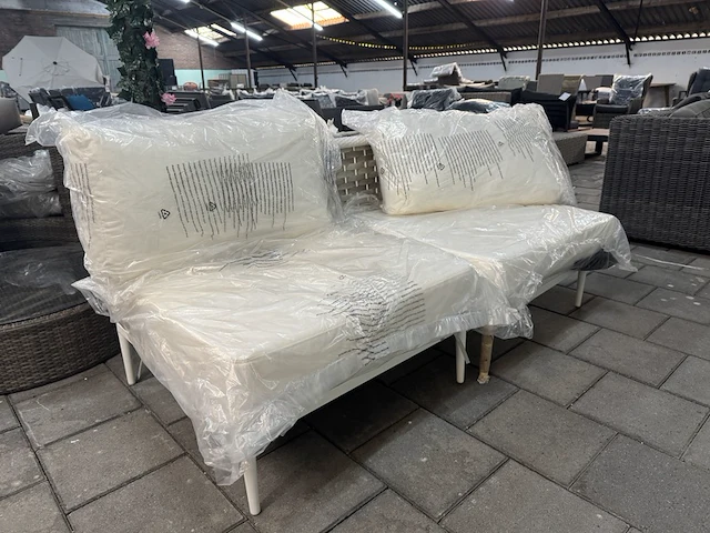 2x loungestoel 80x80x70 cm artie, (gebroken) wit, beige - afbeelding 2 van  9
