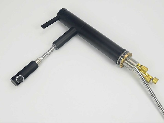 2x mawialux wastafelkraan - uitrekbare kop - mat zwart - afbeelding 5 van  7