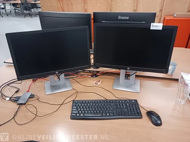 2x monitor hp, elite display e232 met dockingstation e-tec - afbeelding 1 van  8