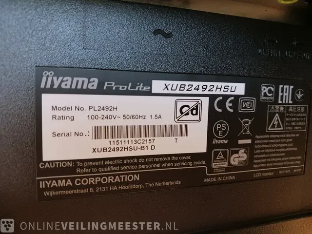 2x monitor iiyama pro lite 24", met dockingstation usb-c multi-stream technology - afbeelding 3 van  7