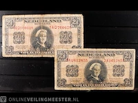 2x nederlandse bankbiljetten 1945