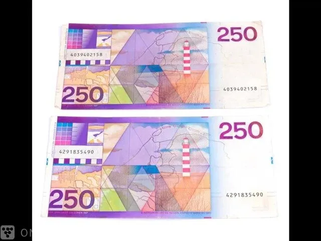 2x nederlandse bankbiljetten , 1985 - afbeelding 2 van  2