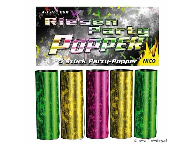 2x nico partypoppers 9 cm 5 stuks - afbeelding 1 van  1