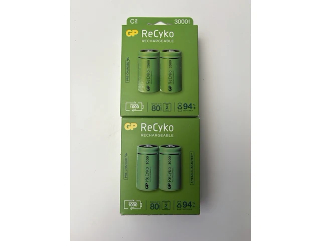 2x oplaadbare c batterijen gp recyko - afbeelding 1 van  1