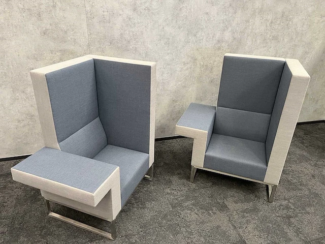 2x palau bricks - design fauteuil - blauw, grijs - afbeelding 4 van  12