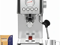 2x pistonmachine, espressomachine inclusief melkopschuimkan en ontkalkingstabletten lunasea, v621, zilver - afbeelding 2 van  2