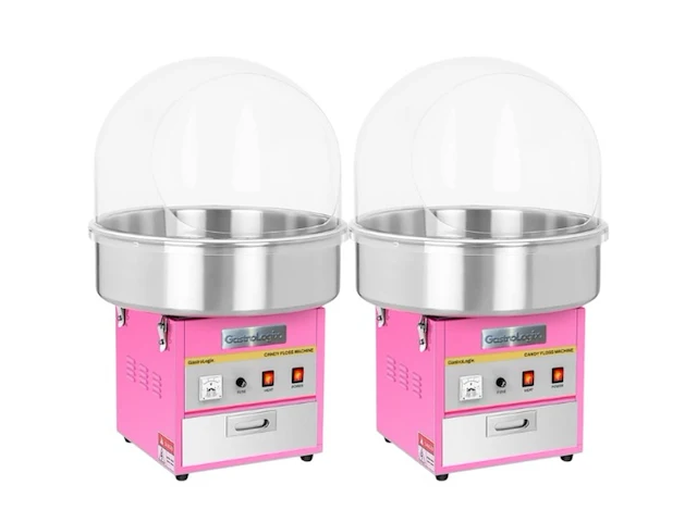 2x professionele horeca suikerspinmachine | incl. spatscherm cover | ø 52cm | nl handleiding, gastrologix., roze - afbeelding 1 van  8