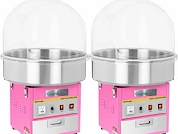 2x professionele horeca suikerspinmachine | incl. spatscherm cover | ø 52cm | nl handleiding, gastrologix., roze - afbeelding 1 van  8