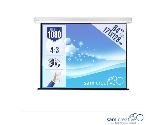 2x projectiescherm hd elektrisch 171x128 cm 4:3 84" sam creative, pshex171128 - afbeelding 1 van  1