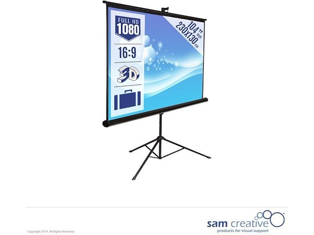 2x projectiescherm hd tripod 16:9 104" 230x130 cm sam creative, pshty230130 - afbeelding 1 van  1