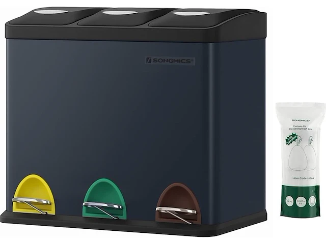 2x prullenbak 24 liter songmics, donkergrijs - afbeelding 1 van  4