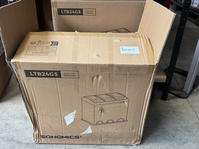 2x prullenbak 24 liter songmics, donkergrijs - afbeelding 3 van  4