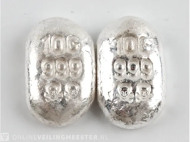 2x puur zilveren baren - afbeelding 1 van  3