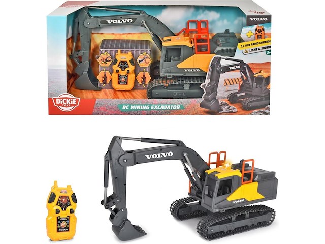 2x rc volvo graafmachine dickie toys, rc mining excavator - afbeelding 1 van  6