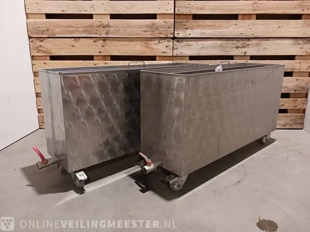 2x rvs reinigingsbak op wielen - afbeelding 1 van  5