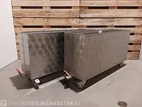 2x rvs reinigingsbak op wielen - afbeelding 1 van  5