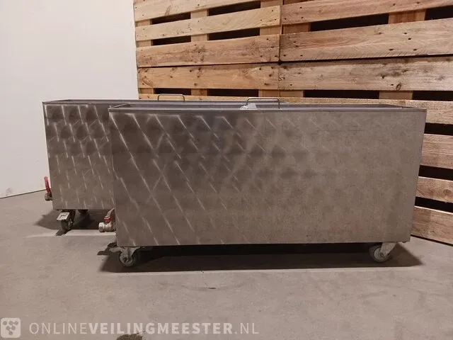 2x rvs reinigingsbak op wielen - afbeelding 3 van  5