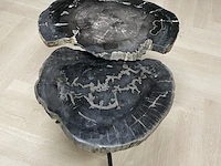2x salontafel versteend hout, zwart, 2024