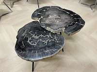 2x salontafel versteend hout, zwart, 2024 - afbeelding 2 van  6