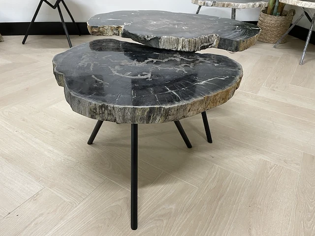 2x salontafel versteend hout, zwart, 2024 - afbeelding 3 van  6