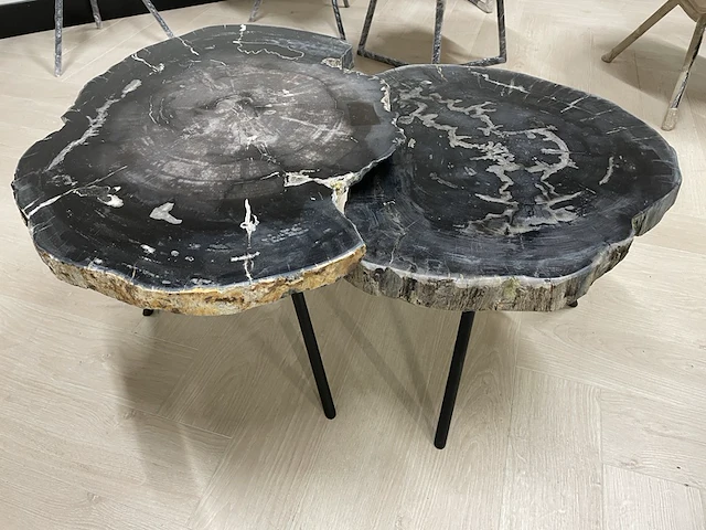 2x salontafel versteend hout, zwart, 2024 - afbeelding 4 van  6