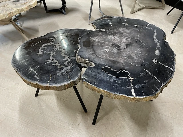 2x salontafel versteend hout, zwart, 2024 - afbeelding 6 van  6