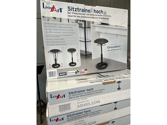 2x seat trainer, extra hoge bureaustoel, fitnesskruk living art - afbeelding 1 van  3