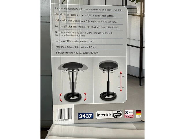 2x seat trainer, extra hoge bureaustoel, fitnesskruk living art - afbeelding 3 van  3