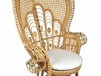 2x set peacock chair / pauwstoel incl. kussen, rotan, naturel