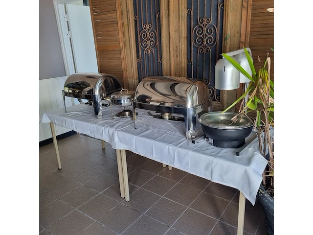 2x tafel met warmhoud apparatuur, o.a. rechaud - afbeelding 6 van  13