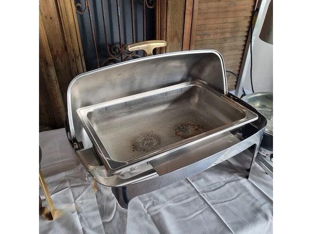 2x tafel met warmhoud apparatuur, o.a. rechaud - afbeelding 11 van  13
