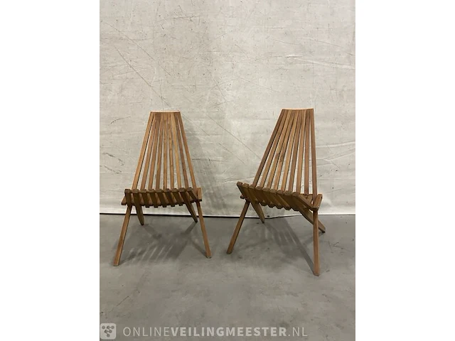 2x teakhouten design klapstoel - afbeelding 1 van  5