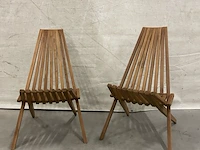 2x teakhouten design klapstoel - afbeelding 1 van  5
