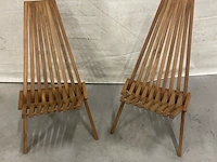 2x teakhouten design klapstoel - afbeelding 2 van  5