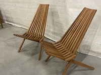 2x teakhouten design klapstoel - afbeelding 3 van  5